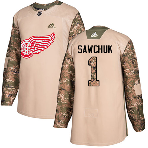 Adidas Red Wings #1 Terry Sawchuk Camo Authentic Veterans Day Stitched NHL Jersey